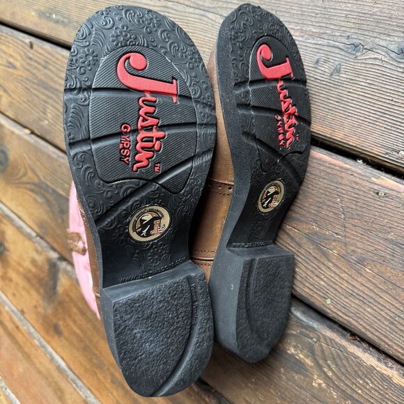 Justin Brown & Pink L9901 Gypsy Western Boot with Bay Apache in Women's 9B - Picture 11 of 12